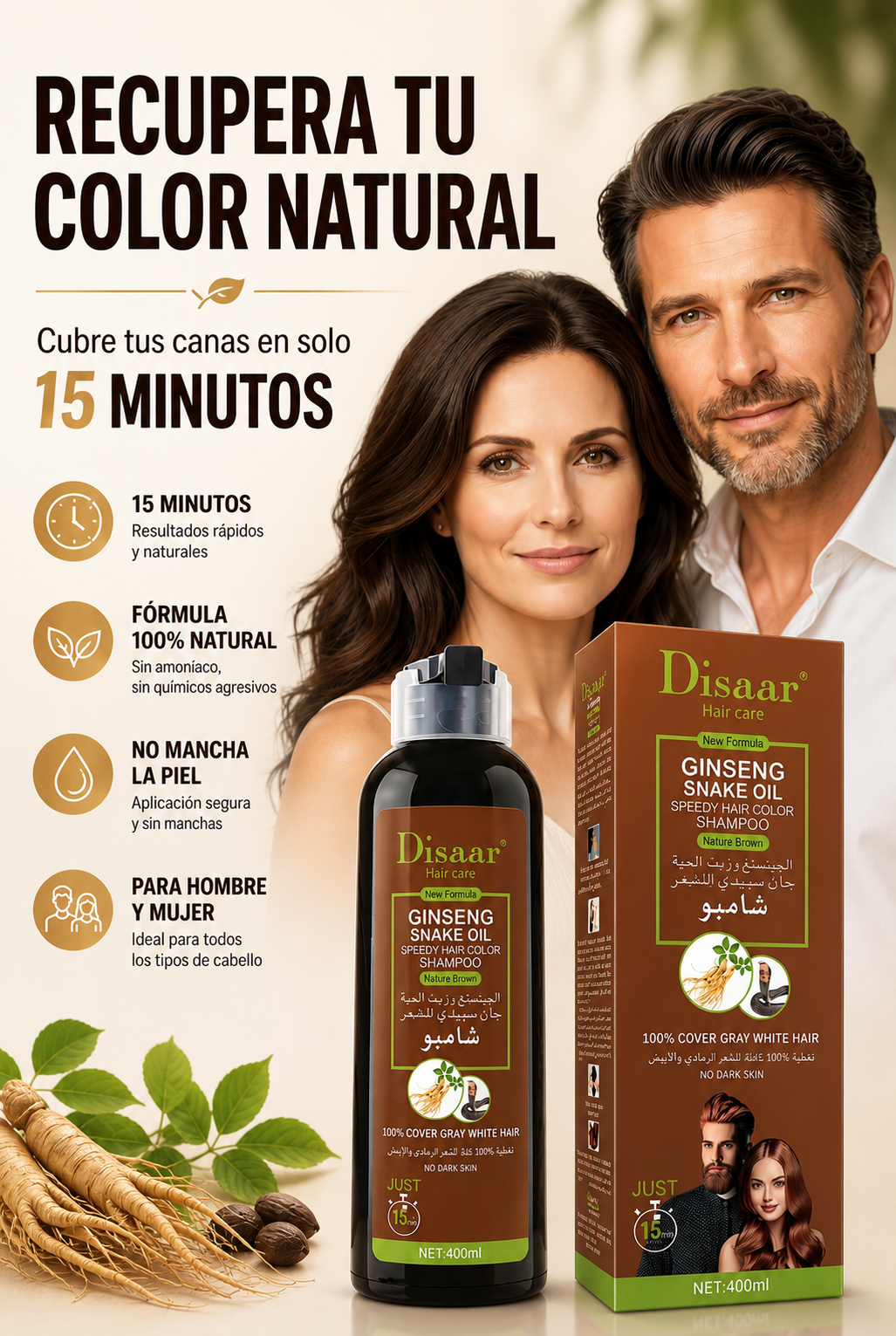 SHAMPOO WHITE HAIR DISAAR® 400 ml – Cubre tus canas en 15 minutos