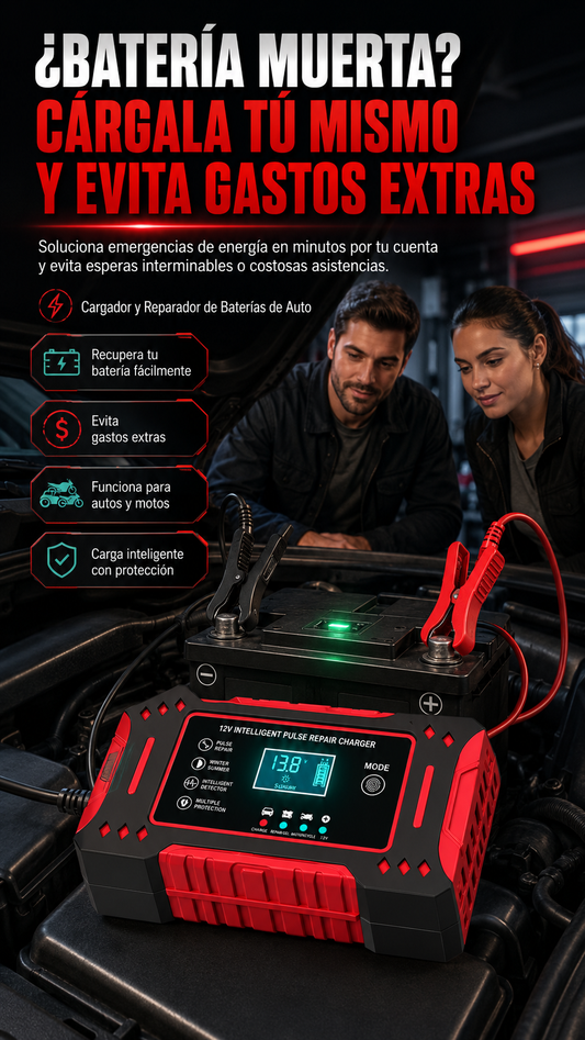 CARGADOR Y REPARADOR DE BATERIAS DE AUTOS-MOTOS