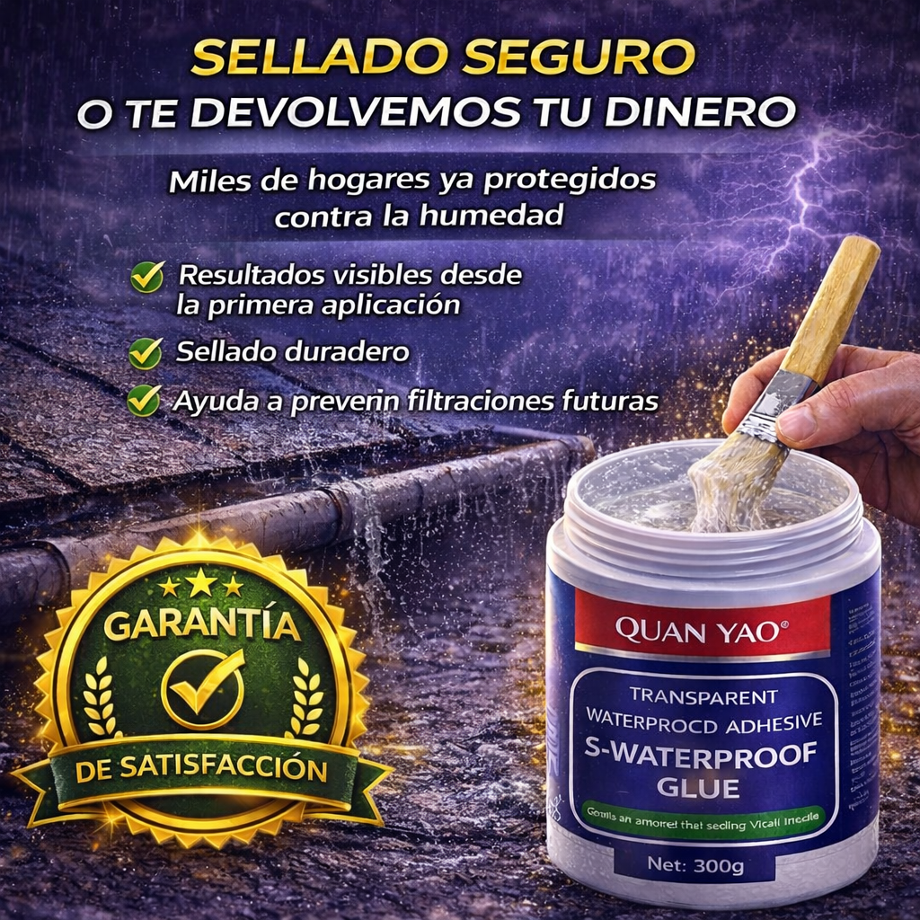 SELLADOR IMPERMEABLE TRANSPARENTE® 300 gr. - Adhesivo para Filtraciones y Grietas
