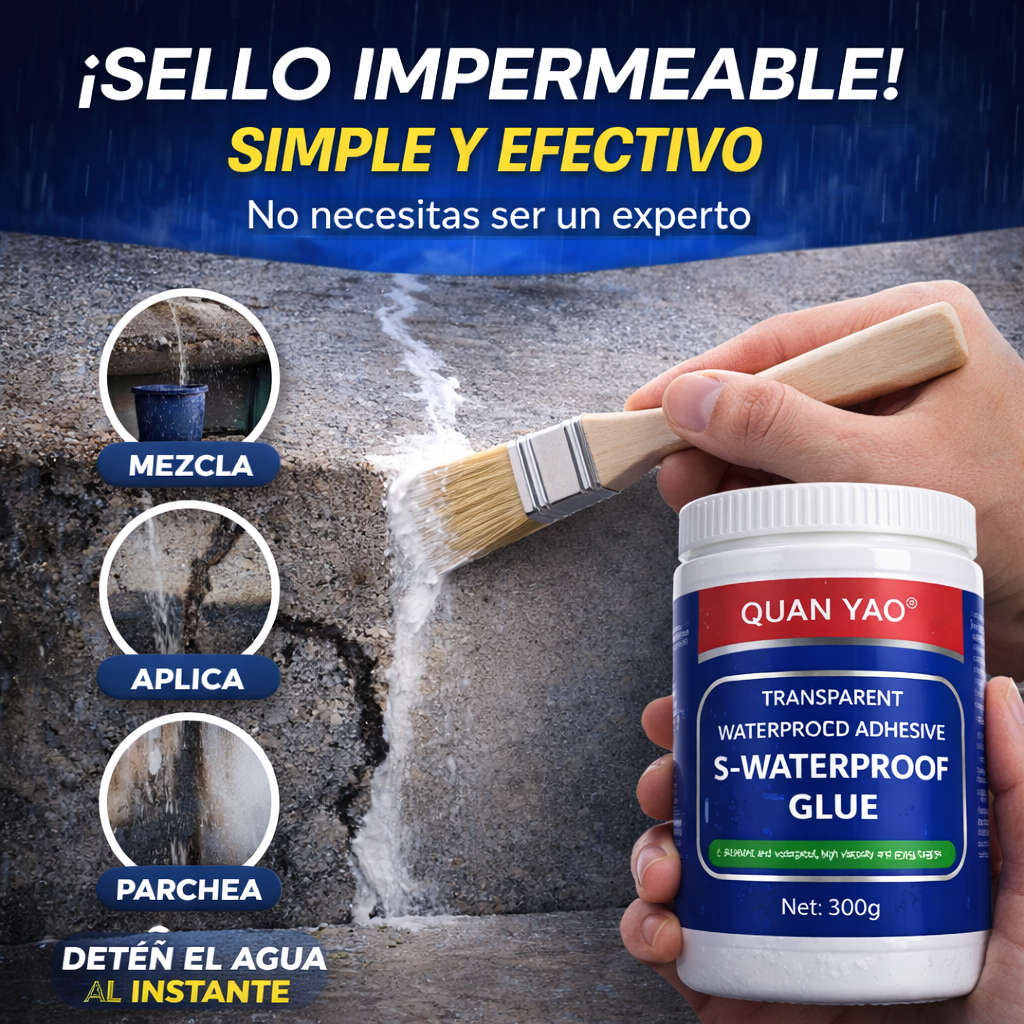 SELLADOR IMPERMEABLE TRANSPARENTE® 300 gr. - Adhesivo para Filtraciones y Grietas