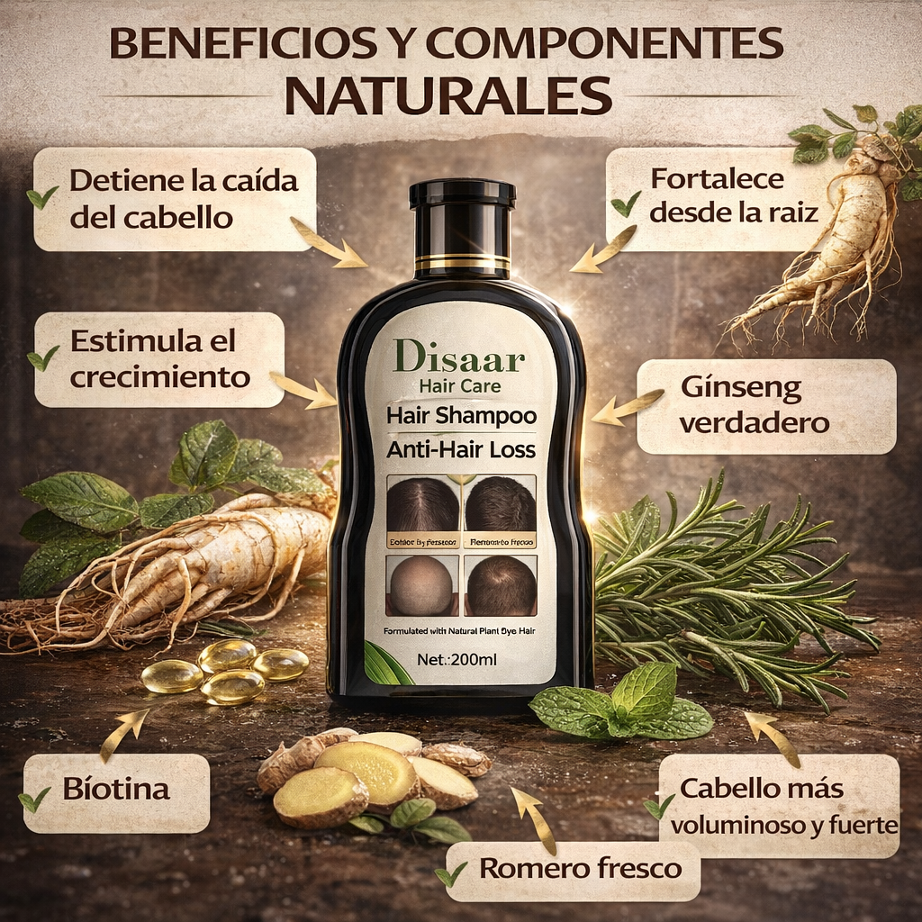 SHAMPOO ANTICAIDA DISAAR® 200 ml - Cuidado natural en base a plantas