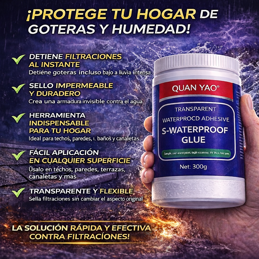 SELLADOR IMPERMEABLE TRANSPARENTE® 300 gr. - Adhesivo para Filtraciones y Grietas