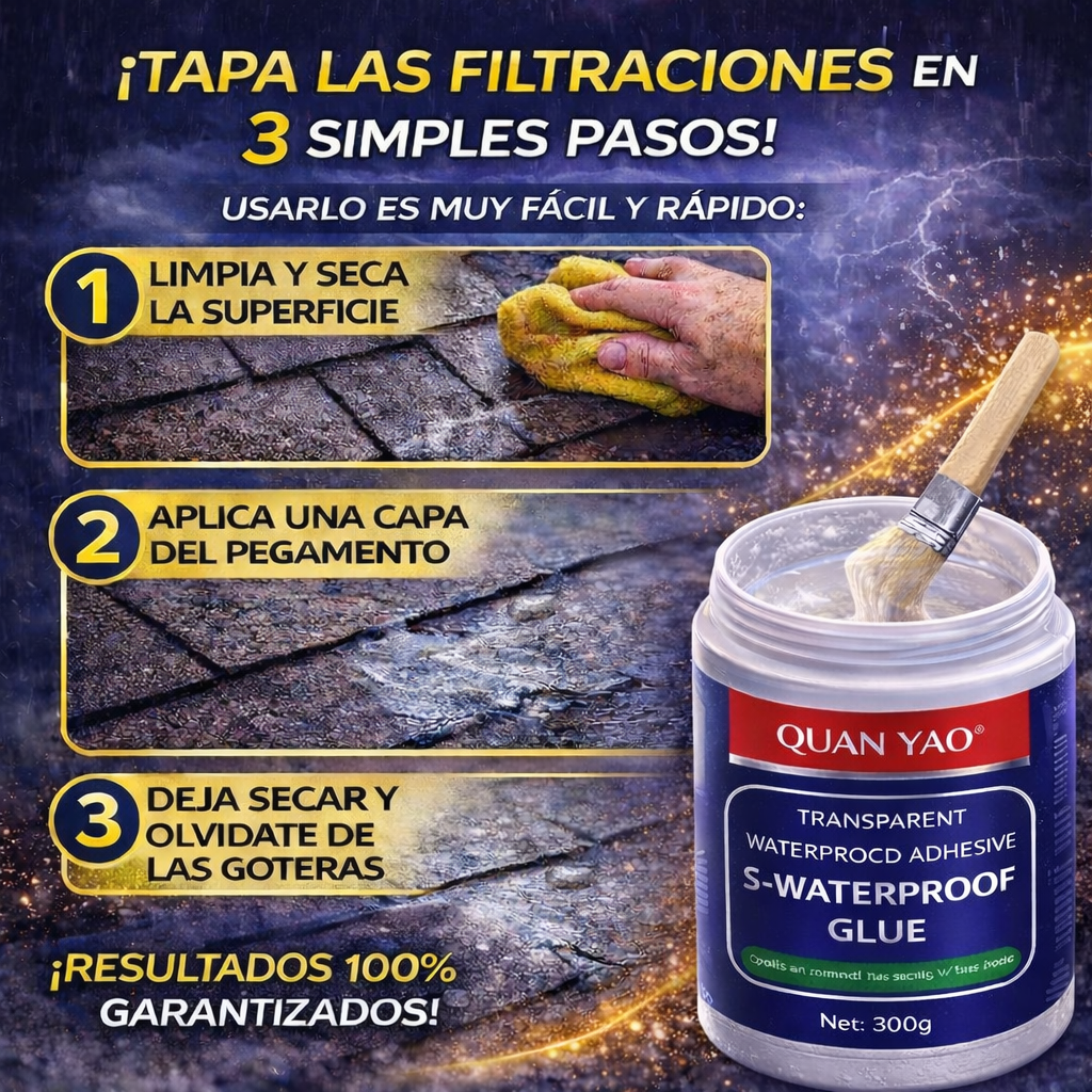 SELLADOR IMPERMEABLE TRANSPARENTE® 300 gr. - Adhesivo para Filtraciones y Grietas
