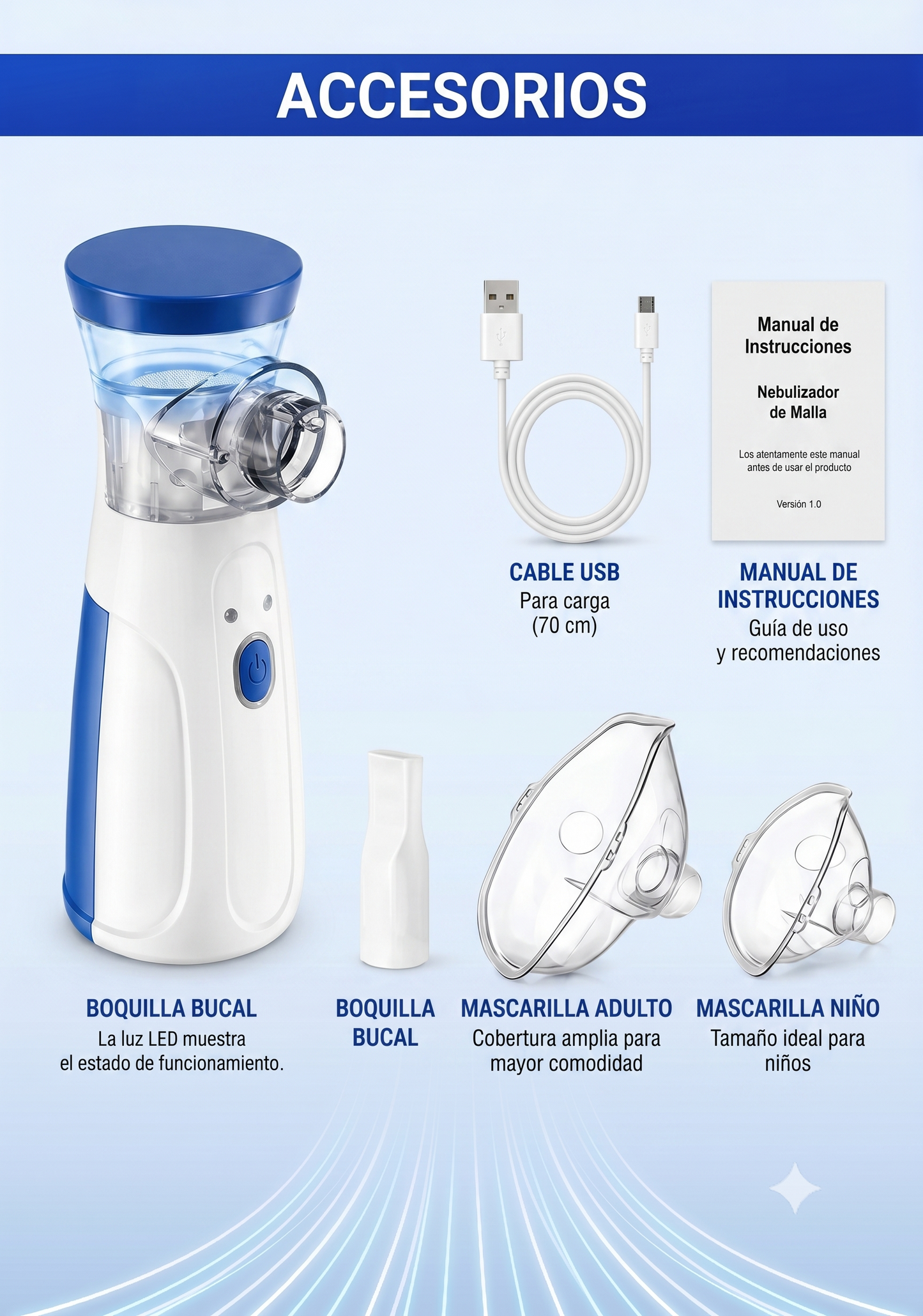 NEBULIZADOR PORTATIL™ - Alivio respiratorio en segundos (Niños y Adultos)